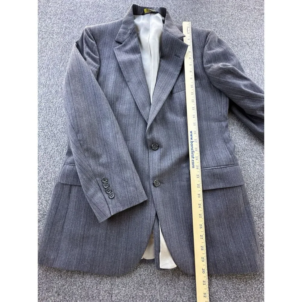 Sansabelt Jaymar Ruby Blazer Mens 38 Dark Gray Striped Wool Sports Coat Business